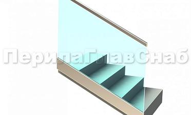 Ограждение с профильным поручнем с пазом в зажимном профиле на лестнице купить в Москве