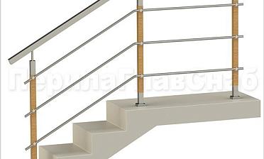 Три ригеля на держателях, квадратные поручень и деревянные стойки купить в Москве