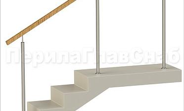 Нержавеющие ограждения без ригелей с квадратным деревянным поручнем купить в Москве