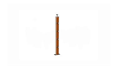 Дизайнерская плоская комбинированная стойка в сборе из шлифованной нержавеющей стали и древесины дуба с четырьмя ригеледержателями k742-2 купить в Москве