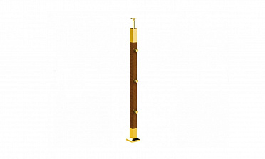 Готовая стойка 40х40х950 мм, деревянная, со вставками из нержавеющей стали 2х100 мм с 3 ригеледержателями k740-1-G купить в Москве