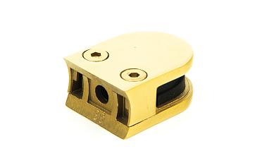 Стеклодержатель литой с вставками под стекло 8 мм (4+4 мм), закругленный под Ø38.1 мм, 40х22х50, золотой k001-88 купить в Москве