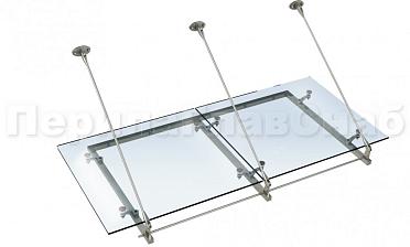 Стеклянный козырек на вантах и профильном каркасе купить в Москве