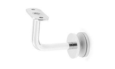 Держатель поручня на стекло 10-17 мм, с ложементом на плоскость, вынос 60х70 мм, Ø43х5 мм, нержавеющая сталь AISI 304, полированная k008-4 купить в Москве