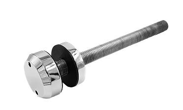 Стеклодержатель Ø50х10х18, шпилька М16х205 мм, для стекла 8-40 мм, AISI (201), с возможностью регулировки выноса до 65 мм, для торцевого крепления стекла, полированный, литой k277-3 купить в Москве