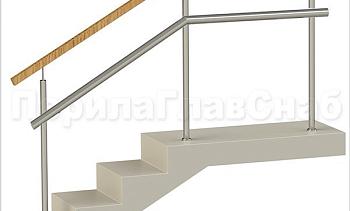 Ограждения с квадратным деревянным поручнем и дополнительным поручнем без ригелей в Москве. Готовые проекты ПерилаГлавСнаб