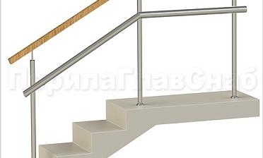 Ограждения с квадратным деревянным поручнем и дополнительным поручнем без ригелей купить в Москве