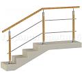 Два ригеля на держателях, квадратный деревянный поручень и квадратные деревянные стойки в Москве. Готовые проекты ПерилаГлавСнаб - фото 1