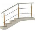 Два ригеля на держателях, квадратный поручень и квадратные деревянные стойки в Москве. Готовые проекты ПерилаГлавСнаб - фото 1