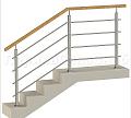 Четыре ригеля на держателях, квадратный деревянный поручень и квадратные стойки в Москве. Готовые проекты ПерилаГлавСнаб - фото 1
