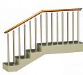 Ограждения с двумя стойками в каждую ступень с деревянным поручнем и без ригелей в Москве. Готовые проекты ПерилаГлавСнаб - фото 1