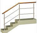 Два ригеля на держателях, круглый деревянный поручень и круглые стойки в Москве. Готовые проекты ПерилаГлавСнаб - фото 1