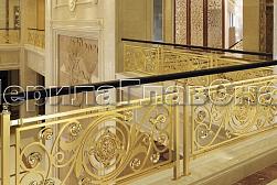 Латунные перила под золото в Москве. Готовые проекты ПерилаГлавСнаб - фото 16