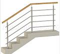 Четыре ригеля на сварке, квадратный деревянный поручень и круглые стойки в Москве. Готовые проекты ПерилаГлавСнаб - фото 1