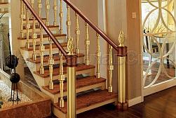 Латунные перила под золото в Москве. Готовые проекты ПерилаГлавСнаб - фото 7