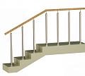 Ограждения со стойками в каждую ступень с квадратным деревянным поручнем без ригелей в Москве. Готовые проекты ПерилаГлавСнаб - фото 1