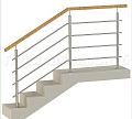 Четыре ригеля на держателях, квадратный деревянный поручень и круглые стойки в Москве. Готовые проекты ПерилаГлавСнаб - фото 1