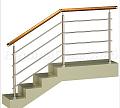 Четыре ригеля на держателях, круглый деревянный поручень и круглые стойки в Москве. Готовые проекты ПерилаГлавСнаб - фото 1