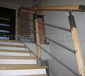 Четыре ригеля на держателях, квадратный деревянный поручень и стойки с деревянными вставками в Москве. Готовые проекты ПерилаГлавСнаб - фото 2