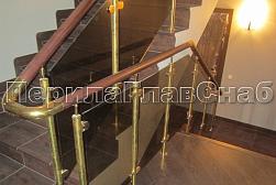 Латунные перила под золото в Москве. Готовые проекты ПерилаГлавСнаб - фото 14