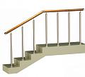 Ограждения со стойками в каждую ступень с круглым деревянным поручнем без ригелей в Москве. Готовые проекты ПерилаГлавСнаб - фото 1