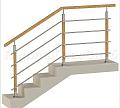 Четыре ригеля на держателях, квадратный деревянный поручень и стойки с деревянными вставками в Москве. Готовые проекты ПерилаГлавСнаб - фото 1