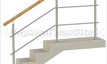 Два ригеля на сварке, круглый пластиковый поручень и круглые стойки купить в Москве