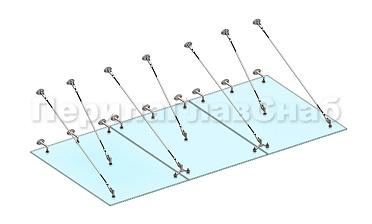 Комплект фурнитуры для козырька 1800х3700 (на вантах/тягах) k671-18-37 купить в Москве