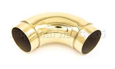 Отвод поручня под Ø50.8х102х1.45 мм, 90°, полированный 600 Grit, с двумя установочными кольцами, золото k052-88 купить в Москве