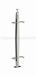 Стойка эксклюзивная из двух пластин с двумя спайдерными стеклодержателями, крепление в пол, регулируемый ложемент (AISI 304) k774 купить в Москве