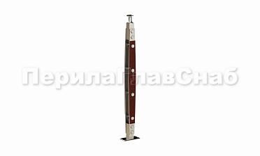 Стойка эксклюзивная с деревянной вставкой и 4 ригеледержателями, крепление в пол, нерегулируемый ложемент (AISI 304) k780 купить в Москве